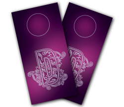 "Purple Floral Monogram" Cornhole Wrap
