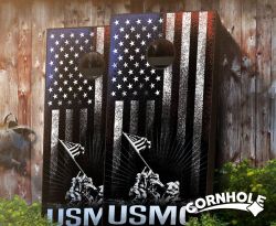 "USMC Hanging Stripes" Cornhole Boards