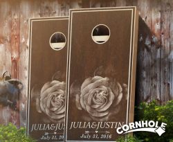 "Country Rustic Rose" Stained Cornhole Boards