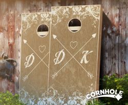 "Crossed Hearts" Stained Cornhole Boards
