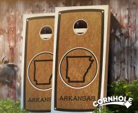 "Arkansas" State Stained Cornhole Board