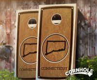 "Connecticut" State Stained Cornhole Board
