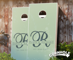 "Wedding Letter Green" Cornhole Boards
